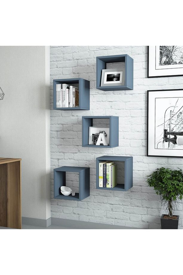 Box Duvar Rafı Kitaplık Mavi - 2