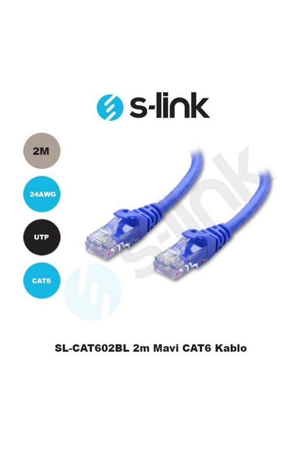 S-Link SL-CAT602-M 2mt Cat6 Network Mavi Kablo - 1
