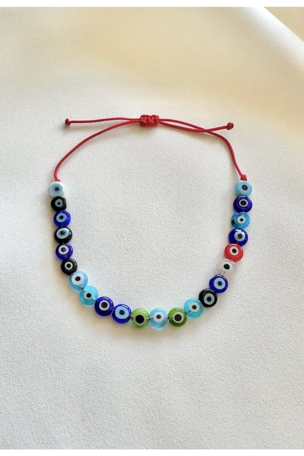 Glass Colored Evil Eye Beaded Red String Bracelet