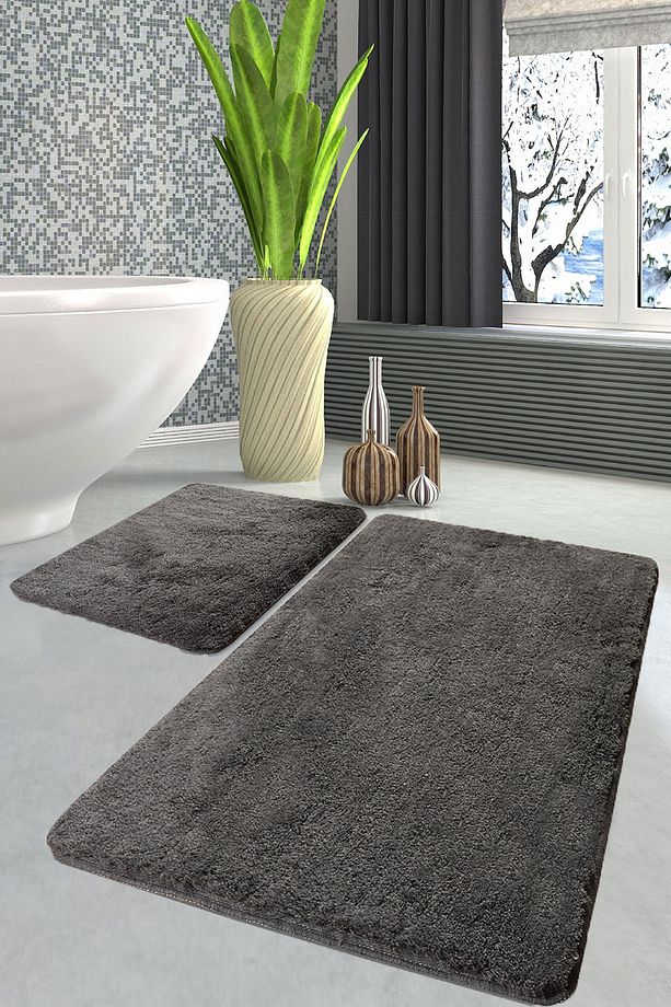 Havaı Füme 2'li Set Banyo Halısı Paspas Seti Akrilik - 1