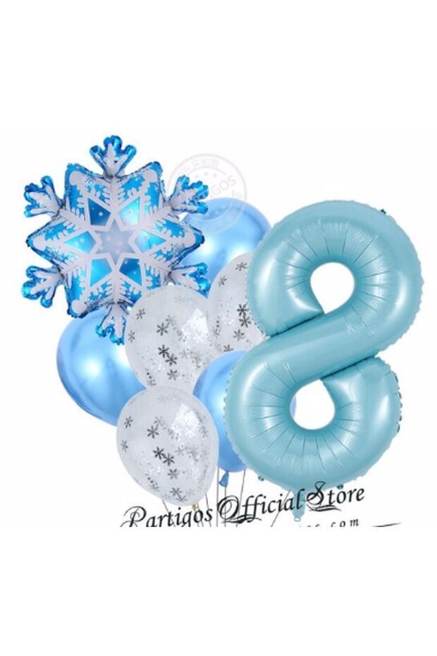 Snowflake Frozen Elsa Winter Concept Snowflake 8 Year Old Balloon Concept Birthday Set Age Balloon Set
