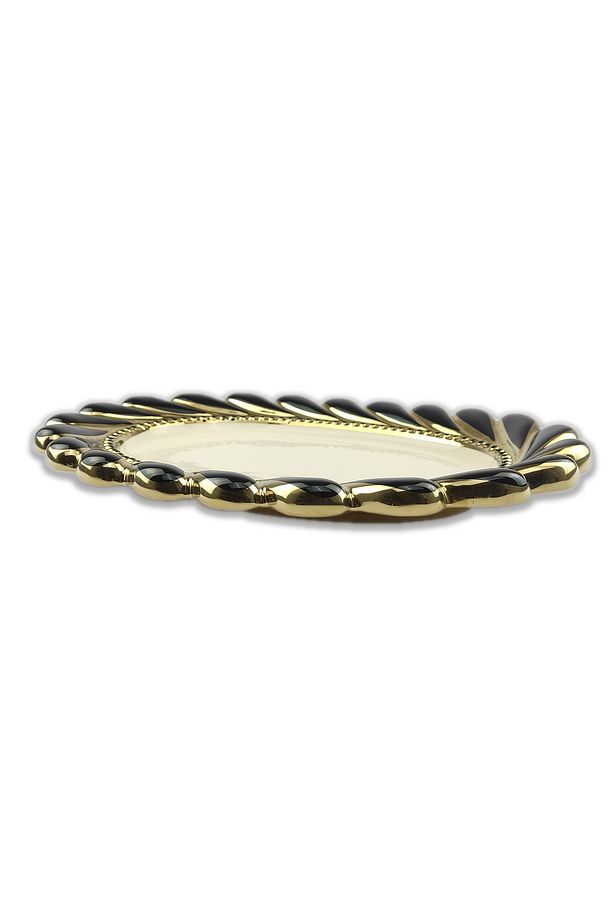 Callavi Oval Servis Tabağı 39 Cm Siyah Gold - Gbo 180 C320.113 - 4