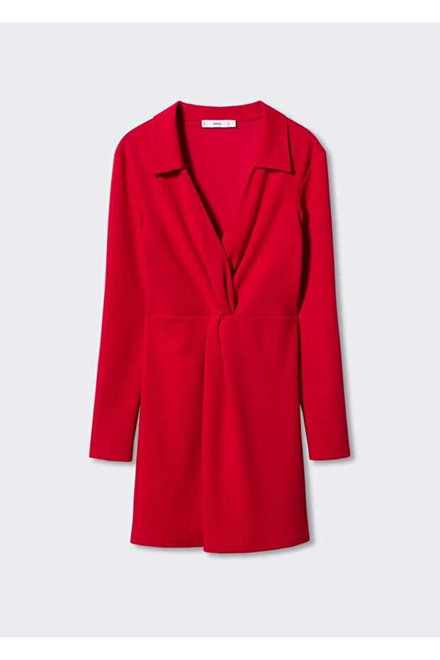 Düğüm Detaylı Gömlek Elbise - 3