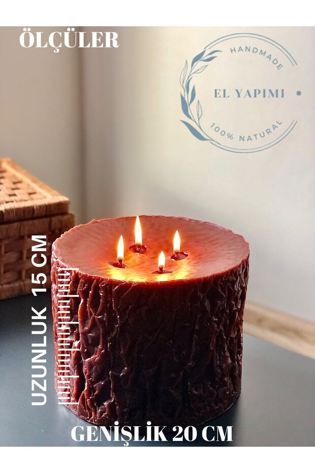 Tasarım Dev Kütük Mum, Kokulu Dev Silindir Ağaç Görünümlü Kütük Mum - 3