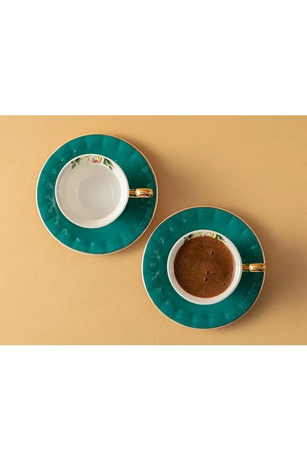 Vanilla New Bone China 2'li Kahve Fincan Takımı 90 Ml Yeşil - 3