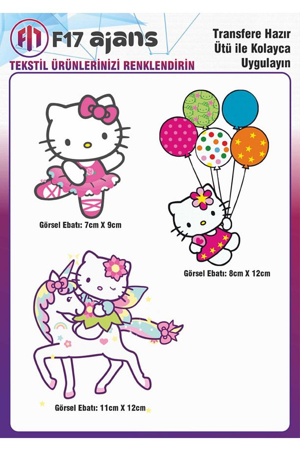 Ütü Ile Yapışan Tekstil Dtf Baskı Görseli Hello Kitty - 1
