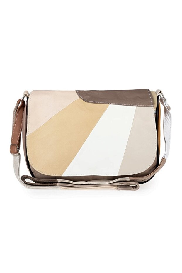 Women's Light Mixed Color Genuine Leather Sling Bag