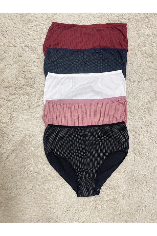 Women's Cotton Bato Plus Size High Waist 5 Piece Panties