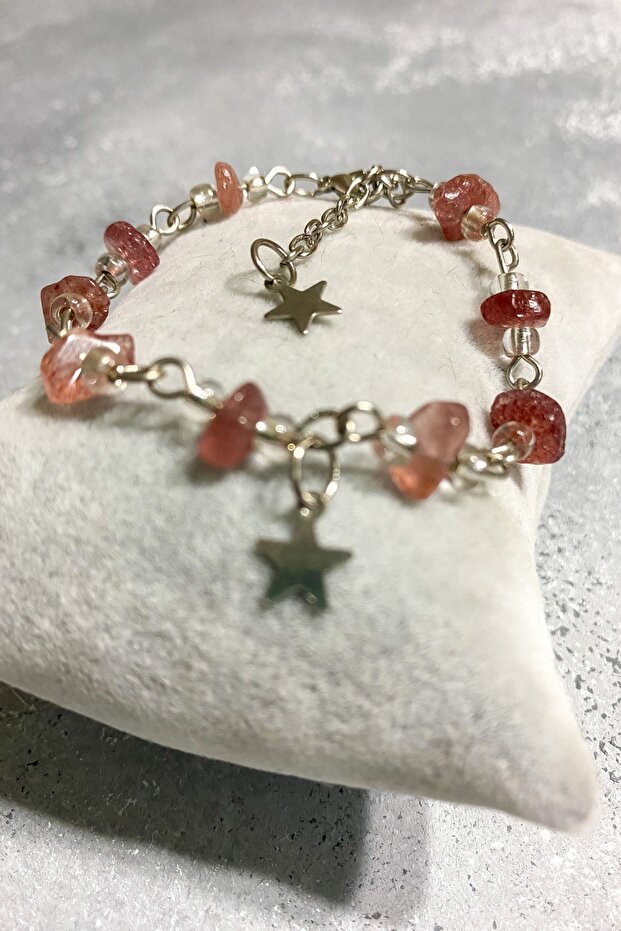 Strawberry Quartz Natural Stone Bracelet