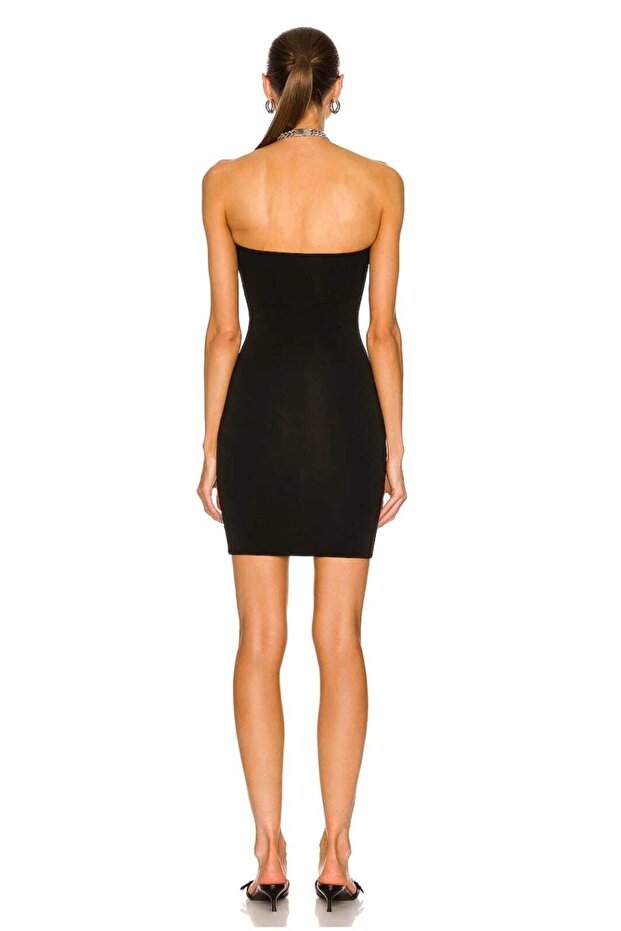 Kadın Siyah Mini Straplez - 3