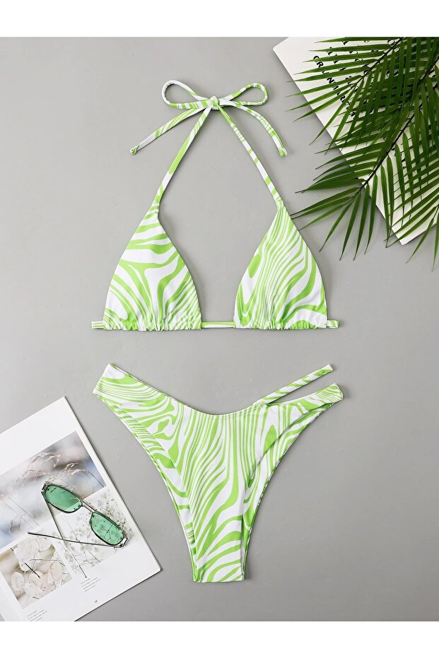 Bikini Set with Line Pattern Detail - 2