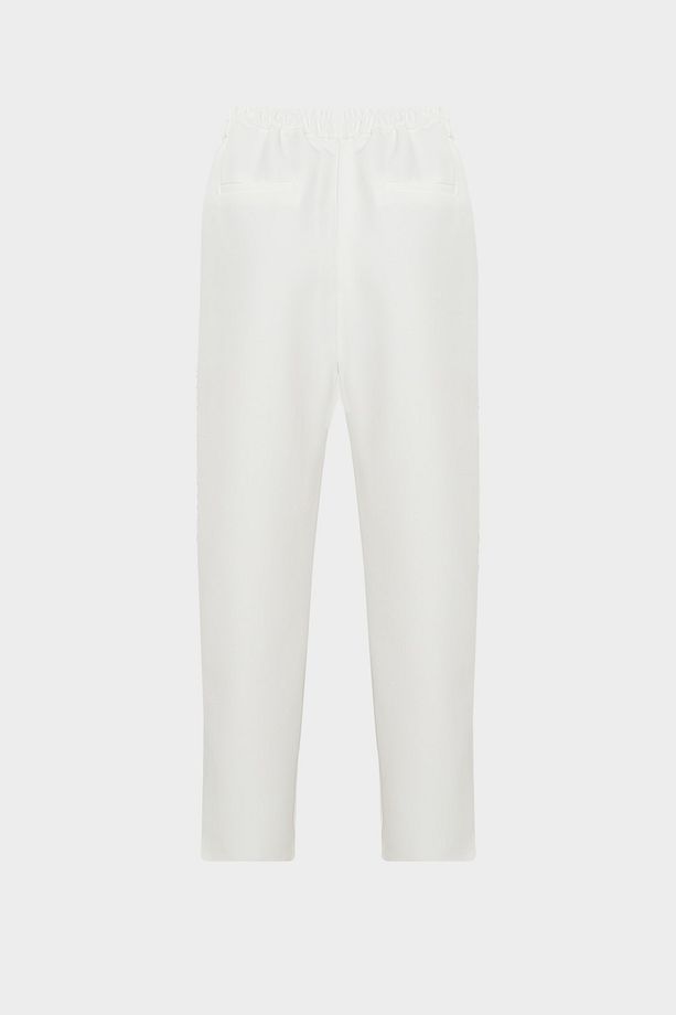 Yüksek Bel Cep Detaylı Straight Krep Pantolon - 2
