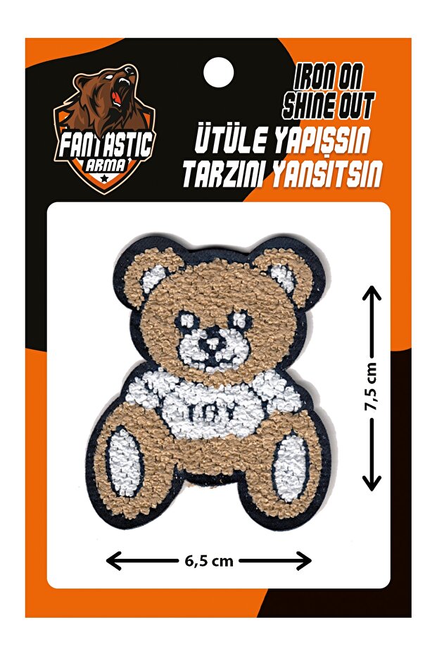 Iron-On Woven Plush, College, Punch Arma Bear, Cream Bear Model