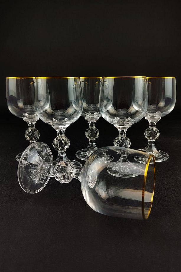 Lombardino Bohemia Kristal 6'lı Cam Kahve Yanı Su Bardağı Gold – 0150 C1-1-51 - 3