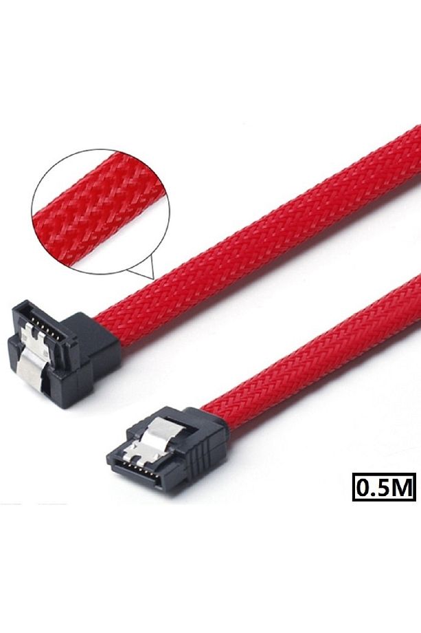 4739 Naylon Örgü Hasır L 90 Dirsek Köşeli Sata3 7 Pin 6gbs Ssd Hdd Data Veri Kablosu - 1