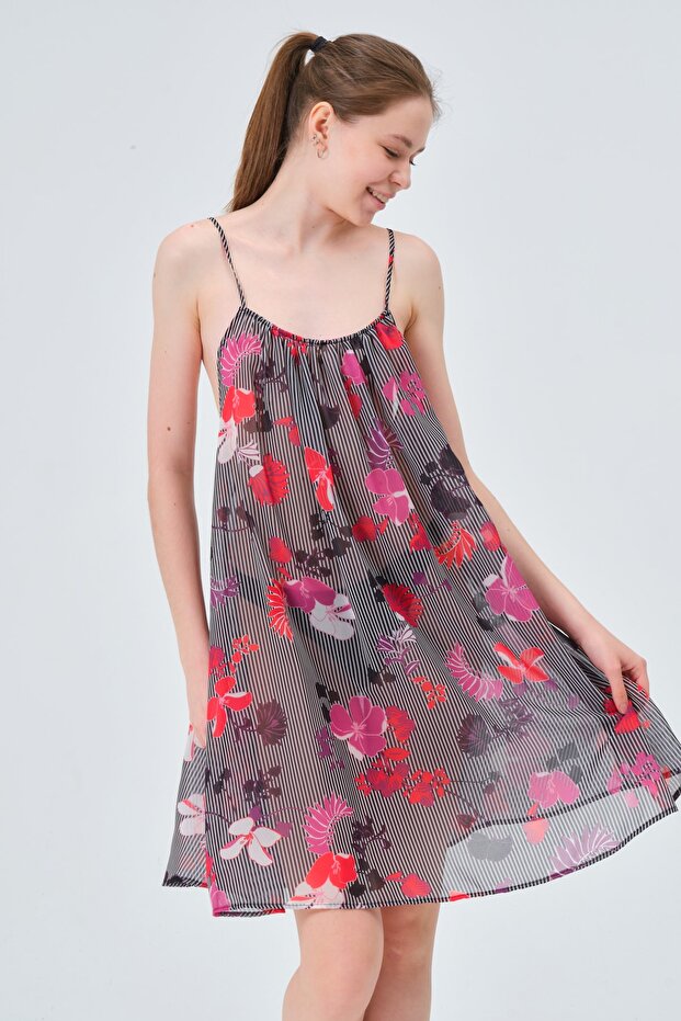 Patterned Chiffon Beach Dress