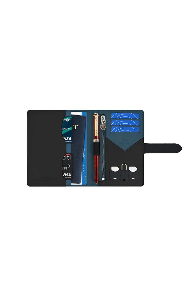 Pasaport Kart Sim Bölmeli Cüzdan Pu Deri Ambassador Passport Wallet - 5