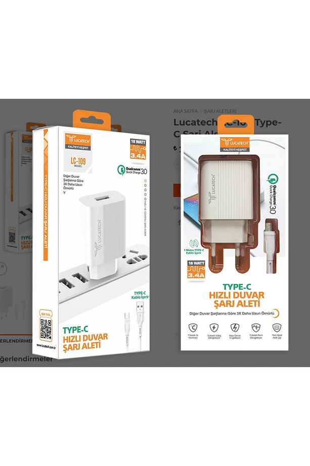 Type-c Şarj Aleti 3.4a Hızlı Şarj Qualcomm 3.0 Quick Charge - 5