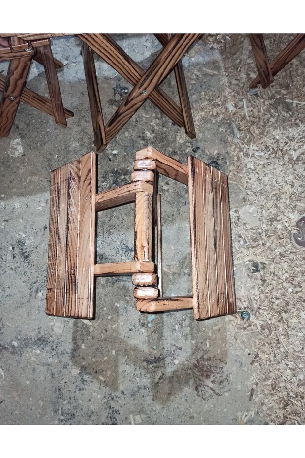 Katlanabilir Ahşap Piknik Masası Ve 4 Adet Katlanabilir Tabure - 1