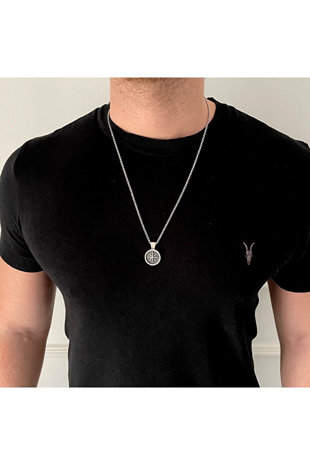 Pusula Oksit Gümüş Kolye - 2