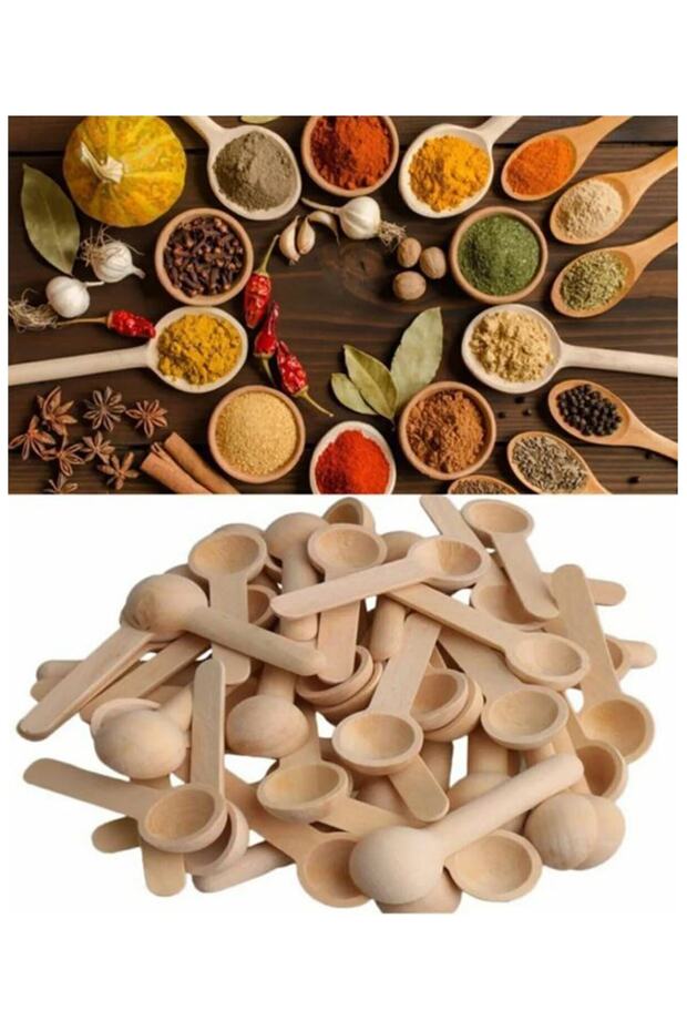 6 Natural Wooden Spice and Jam Spoons
