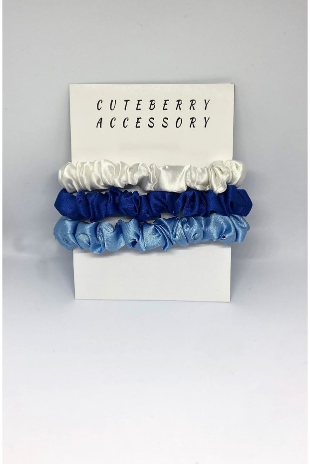Women's Mediterranean Colors 3-Piece Gathered Wrist Satin Buckle Bestseller Satin Scrunchie
