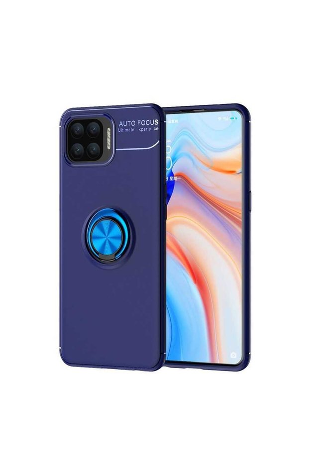 Oppo Reno 4 Lite Case Smooth and Soft Back Surface Ravel Cover with Ring Stand