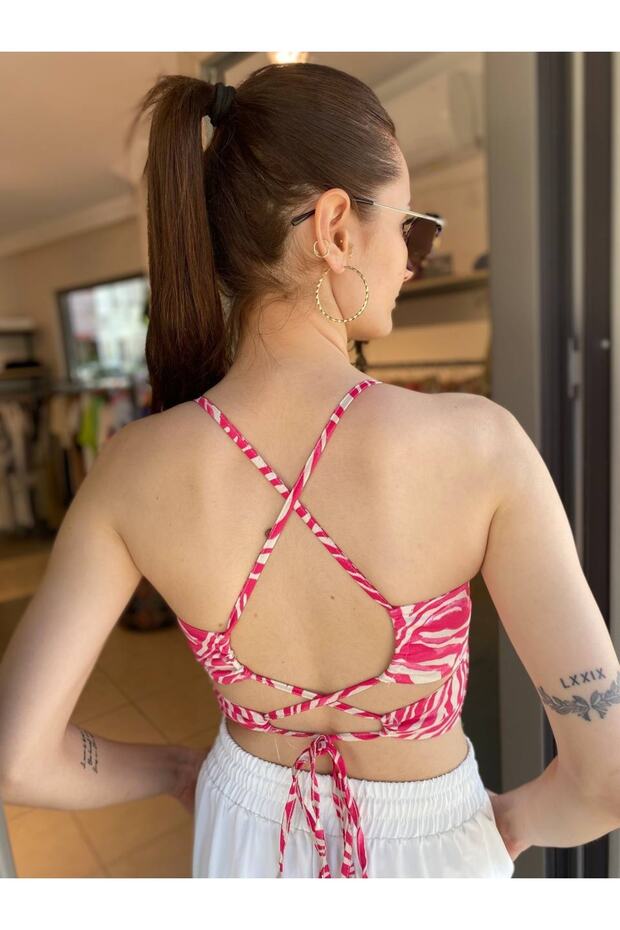 Pembe Desenli Crop - 6