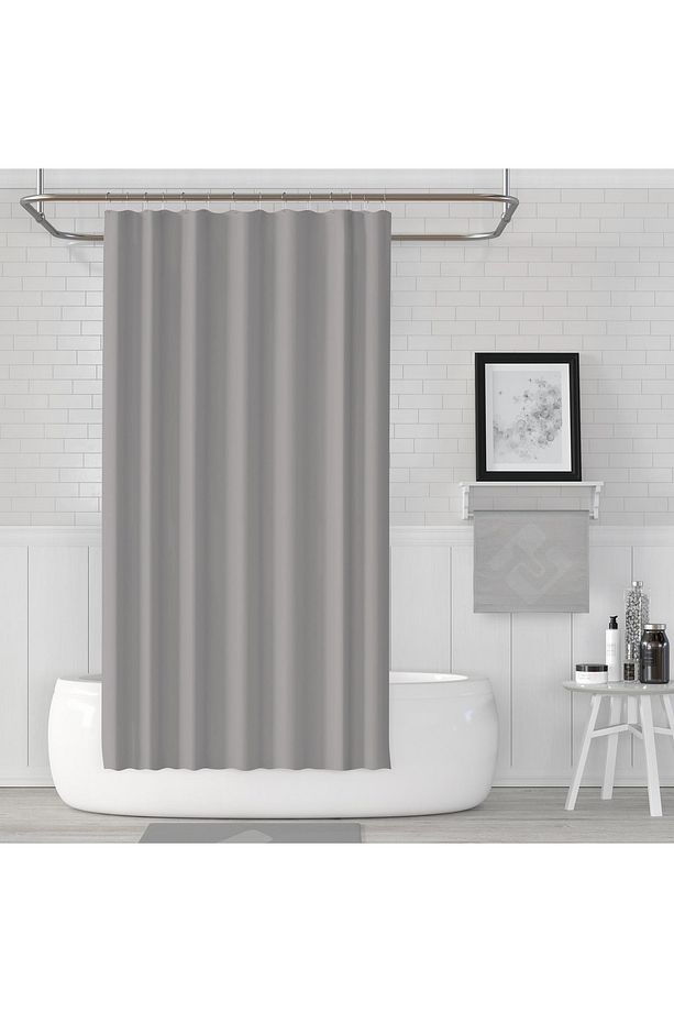 Zethome Gri Banyo Perdesi Çift Kanat 2x120x200 Duş Perdesi - 2