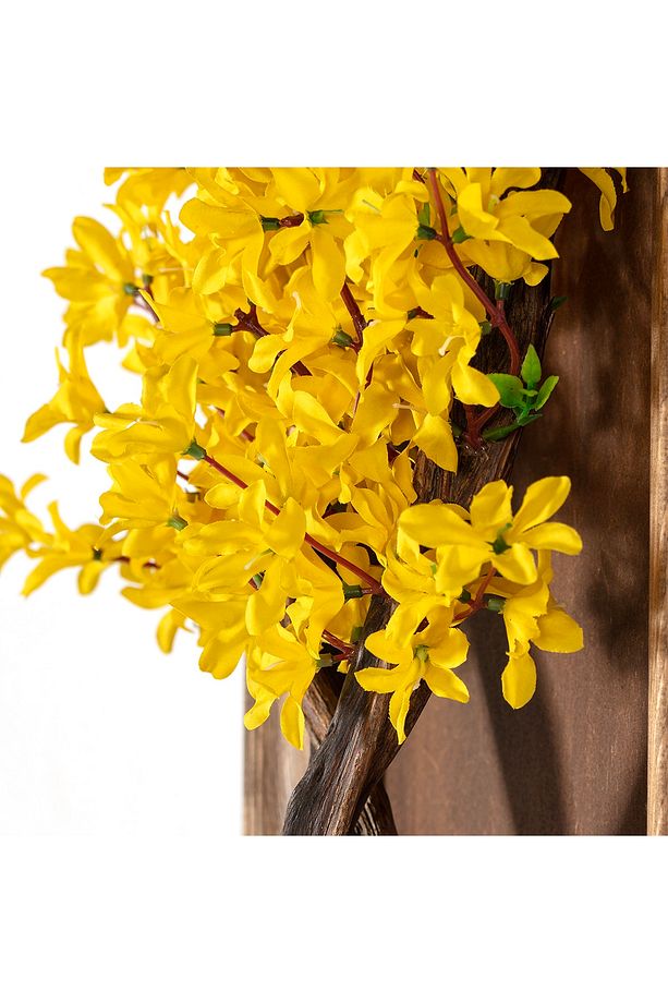 Timber Jasmine Tablaeu - Sarı - Masif Ahşap Çerçeveli 3 Boyutlu Yapay Ağaç Tablosu 35x65 Cm - 3