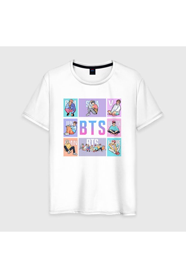 Bts Comic Pattern Printed 2 White T-Shirt - 1