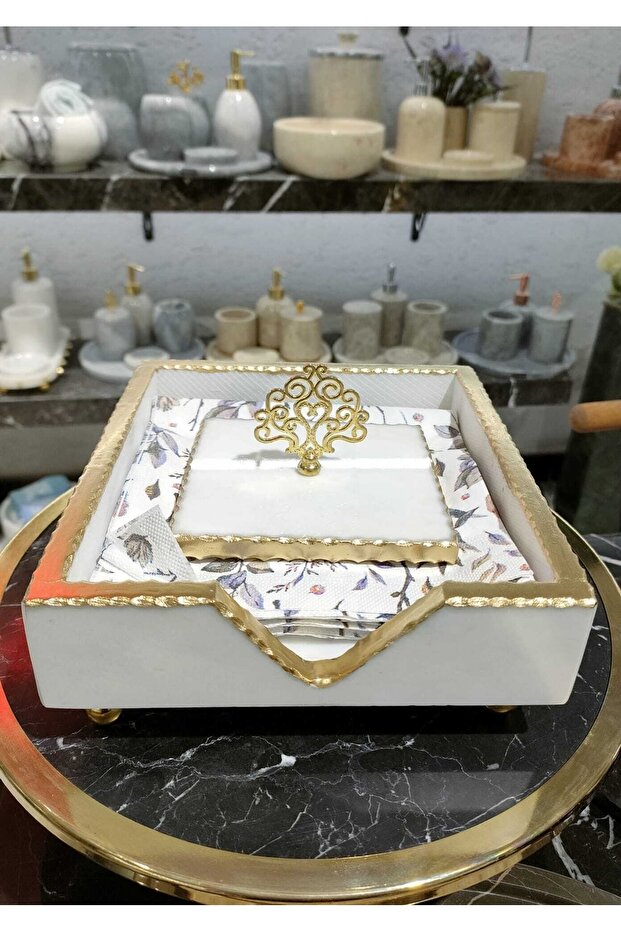 Natural Decorative Marble Napkin Holder | Square Napkin Holder |