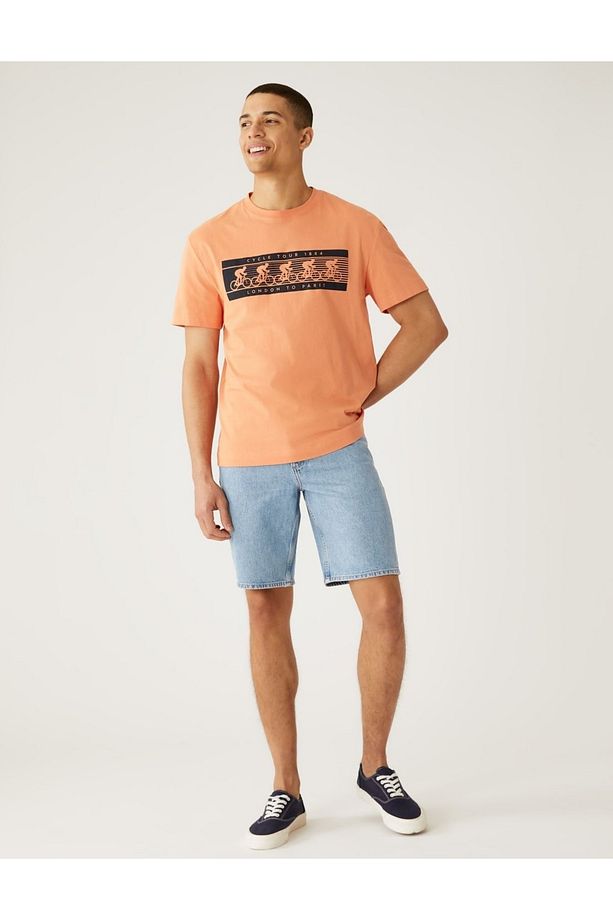 Saf Pamuklu Regular Fit Denim Şort - 1