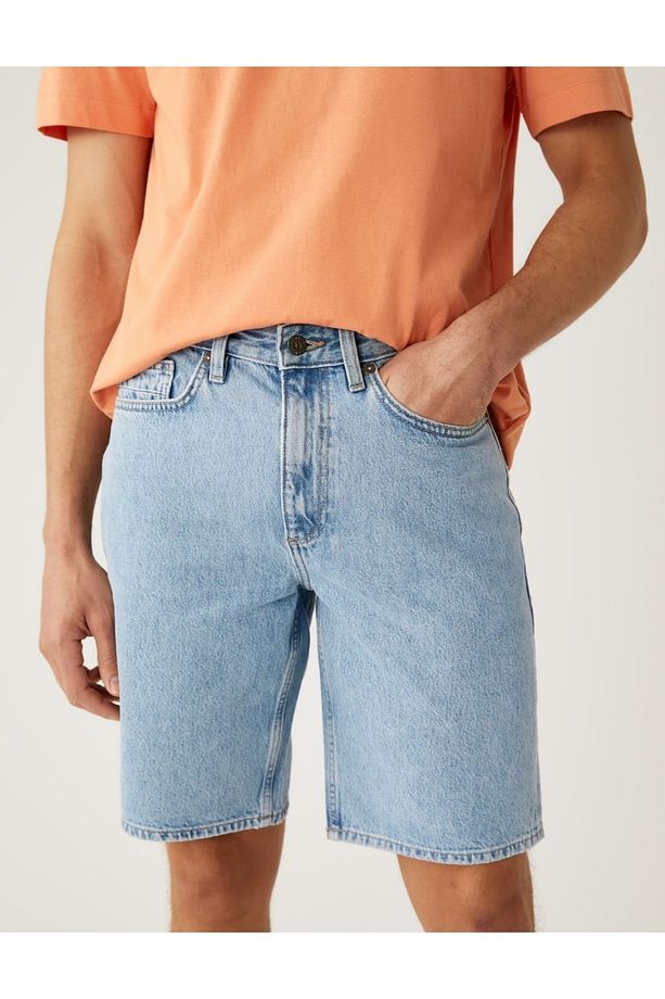 Saf Pamuklu Regular Fit Denim Şort - 2