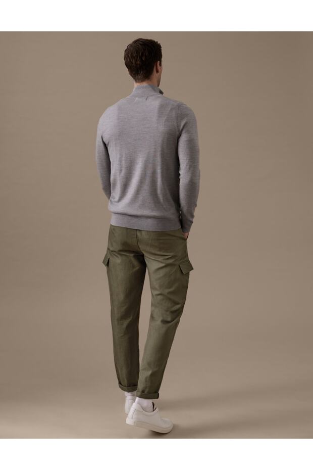 Regular Fit Keten Kargo Pantolon - 4