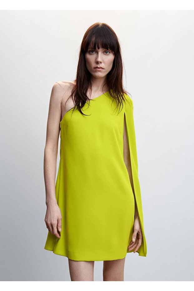 Asimetrik Pelerin Elbise - 1