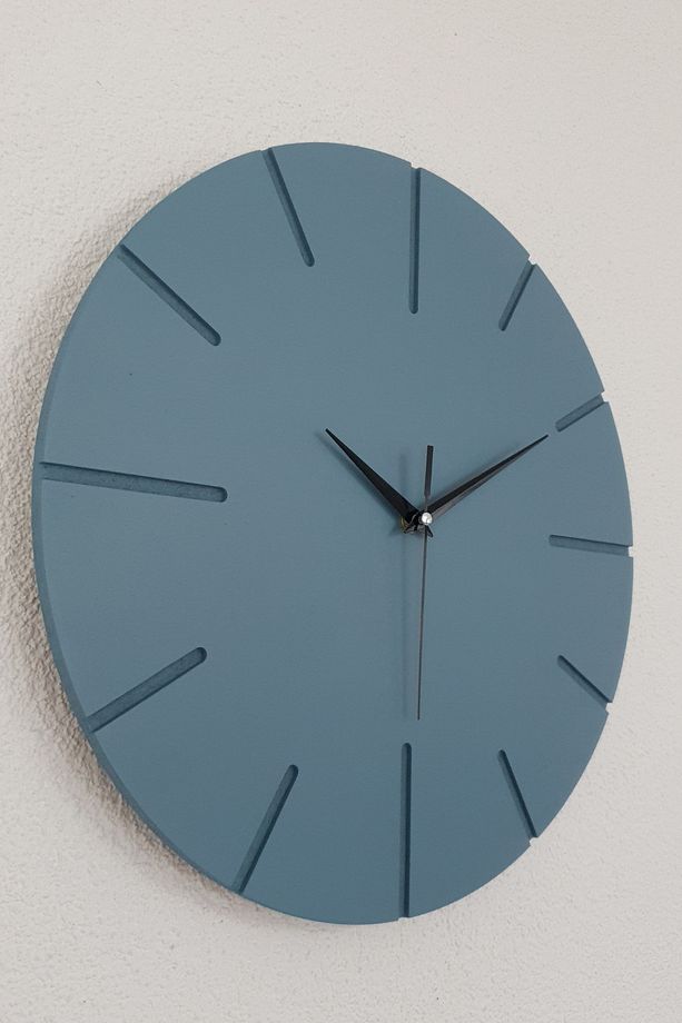 Kopya - Dekoratif Özel Tasarım Ahşap El Yapımı Duvar Saati 34 X 34 Cm Minimalist Grafiti Gri - 1