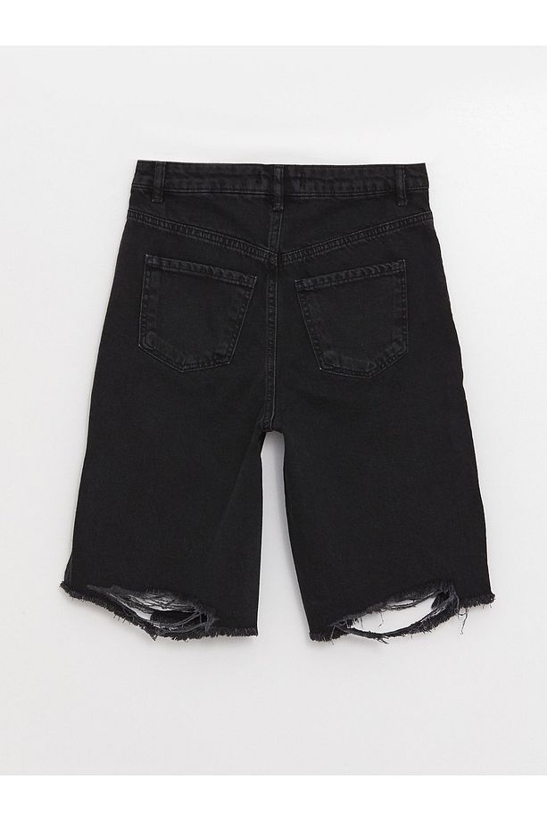 Yüksek Bel Standart Fit Kadın Jean Şort - 8