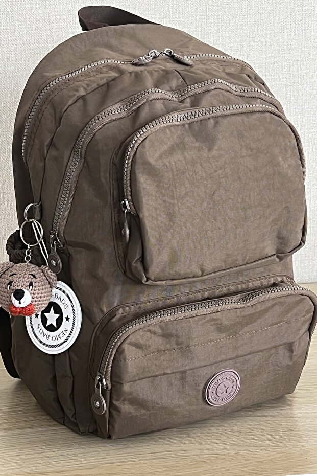 School Bag Unisex Dark Mink Medium Size Waterproof Clinker Fabric Travel Laptop Bag Waterproof