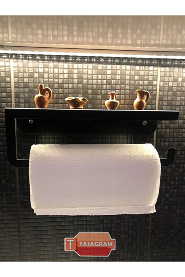 Roll Paper Towel Holder Napkin Holder Bathroom Organizer Black Paper Towel Holder