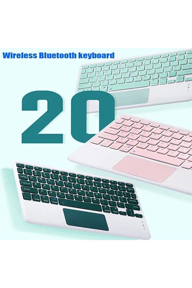 Tüm Cihazlara Uyumlu Akıllı Taşınabilir Bluetooth Klavye Touchpad Slim Kablosuz Wifi Q Klavye - 8