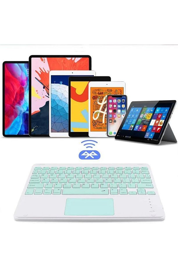 Ipad 9. 8. 7. Nesil 10.2" 2021  Uyumlu Bluetooth Klavye Touchpad Slim Kablosuz Wifi Q Klavye - 5