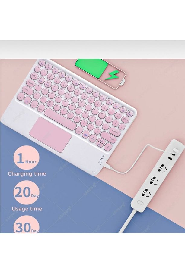 Ipad 9. 8. 7. Nesil 10.2" 2021  Uyumlu Bluetooth Klavye Touchpad Slim Kablosuz Wifi Q Klavye - 6