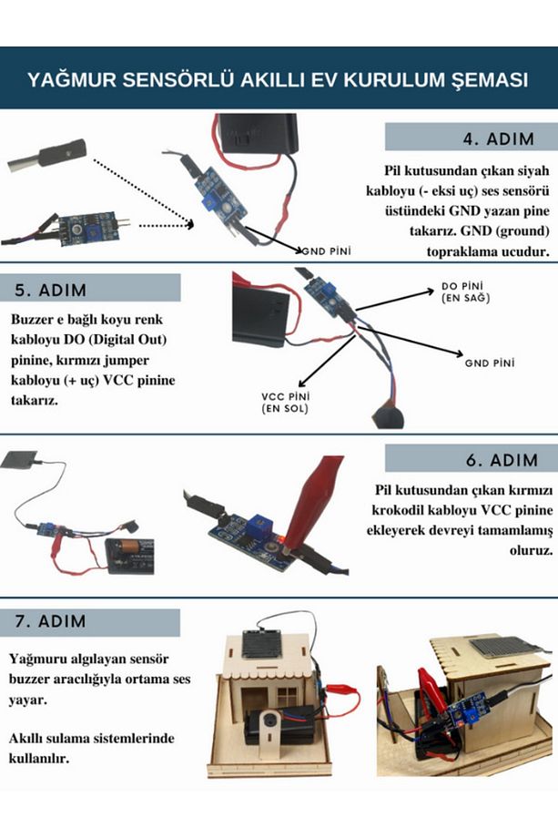 Stem Yağmur Algılayan Akıllı Ev (ROBOTİK,ARDUİNO,EĞİTİCİ SET) - 6