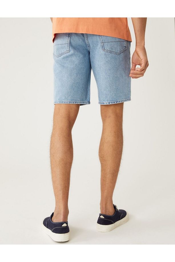 Saf Pamuklu Regular Fit Denim Şort - 3