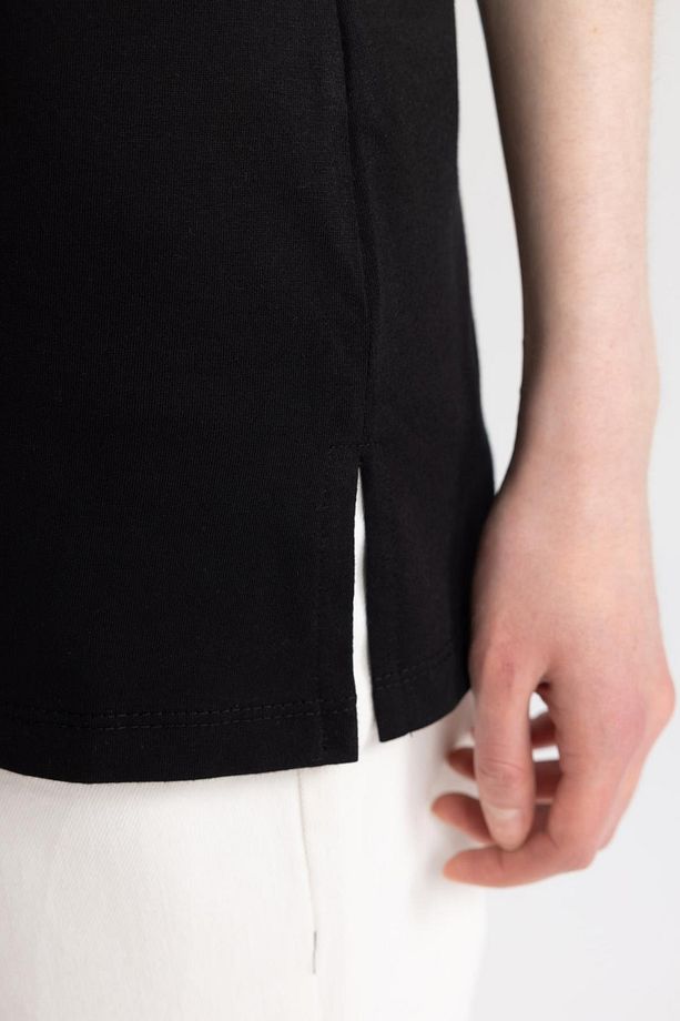 Regular Fit Bisiklet Yaka Kısa Kollu %100 Pamuk Tunik - 6