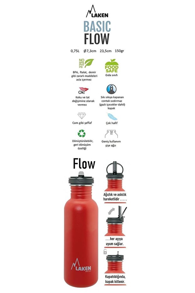 Çelik Basıc Şişe 1l Whıte –flow Kapak - Lkbsf100bl - 2