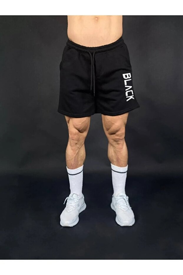 Black Baskılı Bermuda Şort - 1