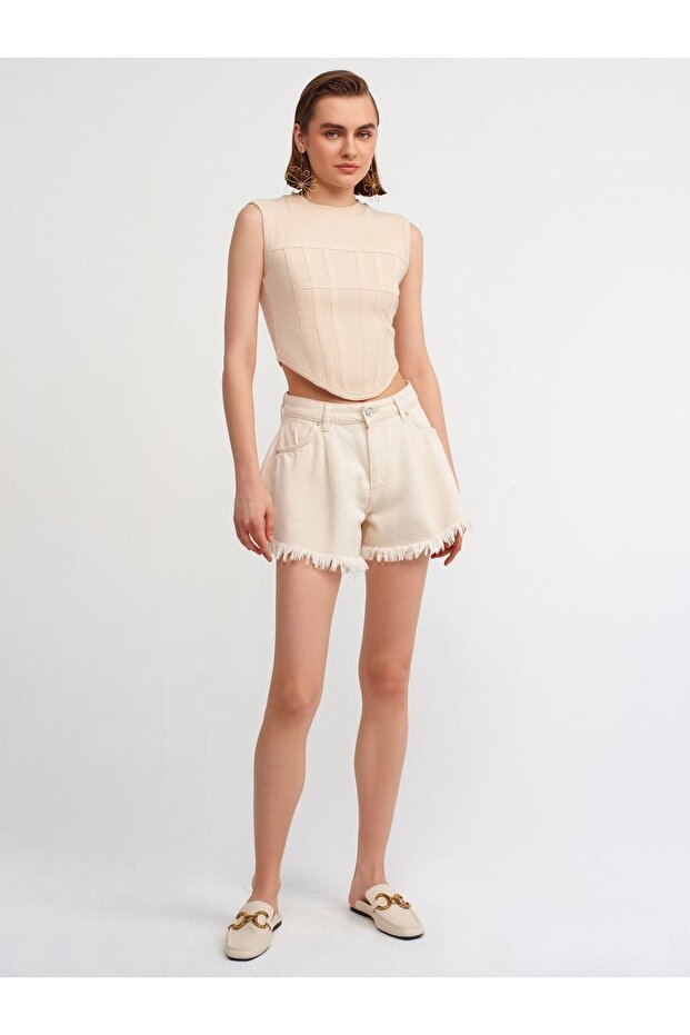 Crop Top-bej-large - 3