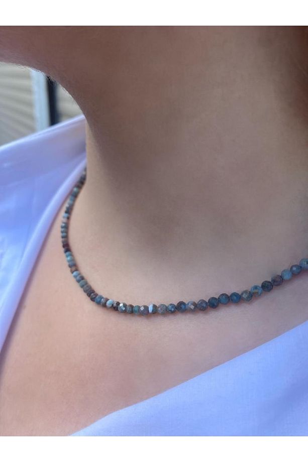 4 Mm Apatit Fasetli Doğal Taş Kolye - 1